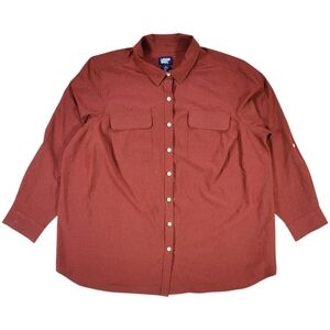 Lands End Shirt Womens‎ 1X Rust Red Commuter Breathable Gardening Hiking Pockets